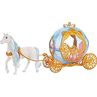 Disney Princess Cinderella’s Rolling Carriage with Gold Details & White Horse with Brushable Mane & Tail, Inspired Disney Movie