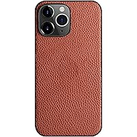 Case for iPhone 15Pro Max/15 Pro/15 Plus/15, Premium Genuine Leather Litchi Texture Case Slim Thin Shockproof Phone Protective Cover (Color : Brown, Size : 15)