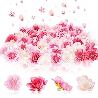 100 Pcs Cherry Blossom Petals Artificial Cherry Blossom Fake Cherry Blossom Flowers Peony Daisy Decor Sakura Floral Head Decor for Dress DIY Accessories Wedding Party Supply (Pale Pink, Pink, Rosy)