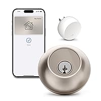 Level Lock+ Connect Wi-Fi Smart Lock Plus Apple Home Keys - Remotely Control from Anywhere - Includes Key Cards - Works with iOS, Android, Apple HomeKit, Amazon Alexa, Google Home (Satin Nickel)