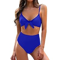 Womens High Waisted Bikini Set Tie Knot High Rise Two Piece Swimsuits Bathing Suits