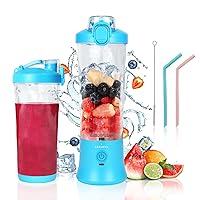 Portable Blender, VKYOZVA Personal Blender for Shakes and Smoothies, 240W Smoothie Blender with 6 Stainless-Steel Sharper Blades,USB Rechargeable Blender Cup Travel Lid with 2 Straws And Brush