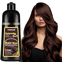 TSSPLUS Hair Color Shampoo for Gray Hair – Enriched Color Shampoo Hair Dye Formula – Hair Dye Shampoo and Conditioner – Long Lasting & DIY (Dark Brown)
