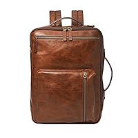 Fossil Men's Buckner Leather Medium Convertible Travel Backpack and Briefcase Messenger Bag, Cognac , (Model: MBG9599222)