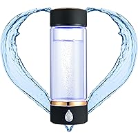 N.P Hydrogen Water Bottle Generator with PEM and SPE Technology,Up to 1800PPB,Portable Hydrogen Water Maker,Hydrogen Water Machine,New Technology Glass Water Ionizer (Black)