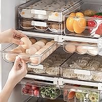 Refrigerator Organizer Bins - Large Capacity Egg Holder Tray for Refrigerator, Clear Plastic Container Drawer for Egg, Home Essentials Organization and Storage Box