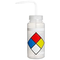 SP Bel-Art Safety-Labeled 4-Color LYOB Wide-Mouth Wash Bottles; 500ml (16oz), Polyethylene w/Natural Polypropylene Cap (Pack of 4) (F11716-0009)