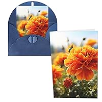 Greeting Cards Marigold Flower Autumn Flowers Thank You Cards with Envelopes Happy Birthday Card 4x6 Inch Minimalistic Design Thank You Notes for All Occasions Birthday Thank You Wedding
