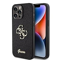 CG MOBILE Guess - PU CASE Fixed Glitter with Big 4G Metal Logo - Black - Compatible with iPhone 15 Pro Max