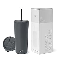 Simple Modern Insulated Tumbler with Lid and Straw | Iced Coffee Cup Reusable Stainless Steel Water Bottle Travel Mug | Gifts for Women Men Her Him | Classic Collection | 20oz | Graphite