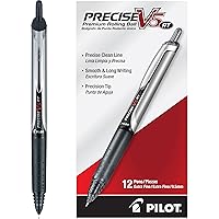 Pilot, Precise V5 RT Refillable & Retractable Rolling Ball Pens, Extra Fine Point 0.5 mm, Black, Pack of 12