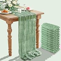 12 Packs Cheesecloth Table Runner, 35''x 120'' Wrinkled Gauze Cheese Cloth Table Runner Boho,Romantic Centerpieces for Tables,Versatile Tablecloth for Wedding/Party Decorations (Sage Green)