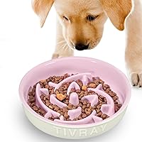 Slow Feeder Dog Bowls Ceramic, 1.5 Cups Dog Slow Feeder Bowl Puppy Slow Feeding Bowl for Fast Eaters Puzzle Dog Food Bowls Maze Slow Feeder, Slow Eating Dog Bowl for Small Medium & Large Dogs