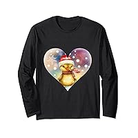 Funny Duck Christmas Santa Hat Vintage Valentine Day Duck Long Sleeve T-Shirt