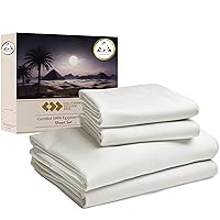 California Design Den Certified Luxury 100% Egyptian Cotton Bed Sheets, King Size Sheets for King Size Bed, 4 Piece Deep Pocket Sateen Cooling Sheets for Hot Sleepers, Ivory King Sheets