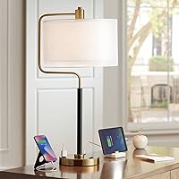 Carlyle Mid Century Modern Desk Lamp with USB Port and Outlet 30.5