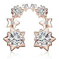 Elegant Stars Studs 925 Sterling Silver Ear Cuff Earrings Best Gift for Girls/Women (B)