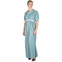Sakkas Isabis Womens Casual Long Lace Modest Dress with Short Sleeves Stretchy