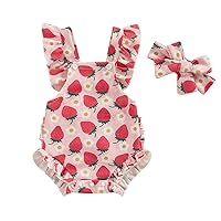 Mtsebmves Toddler Baby Girls Ruffled Sleeveless Romper Summer One-Pieces Jumpsuit Floral Baby Summer Clothes