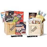Man Crates Slaughterhouse & Exotic Meats Crate Bundle - 6 Delicious Bags of Beef Jerky, Garlic Chili Pepper, Fuego, Original, and More - 6 Rare Jerky Flavors Like Venison, Alligator, Elk and Nut Snack