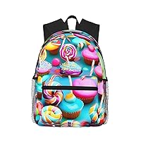 Lightweight Laptop Backpack,Casual Daypack Travel Backpack Bookbag Work Bag for Men and Women-Colorful Sweet Lollipop Cupcake Donut