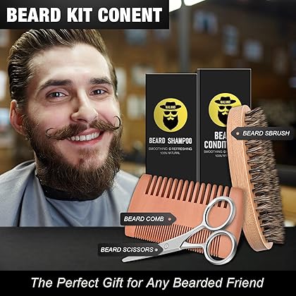Beard Growth Kit, Beard Kit for Men, Handmade Beard Growth Oil (2oz), Beard Balm, Beard Comb, Beard Growth Kit for Spot/Patchy Beard, Anniversary &Birthday Gifts for Men Him Boyfriend Husband Dad