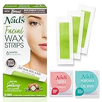 Facial Wax Strips - Hypoallergenic All Skin Types - Facial Hair Removal For Women - At Home Waxing Kit with 20 Face Wax Strips + 4 Calming Oil Wipes + Skin Protection Powder