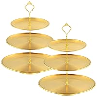 3 Tiered Gold Cupcake Stands Set of 2, Metal Cupcake Tower Gold Tiered Dessert Stand Cup Cake Tier Stand Gold Serving Tray Cupcake Holder for Wedding, Birthday, Holiday Dessert Table Decorations
