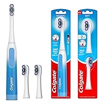 Colgate 360 Floss Tip Sonic Powered Battery Toothbrush, 2 Pack with Floss Tip Refill Heads