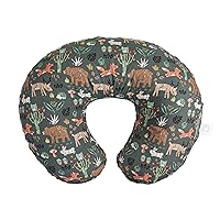 Nursing Pillow Original Support, Green Forest Animals, Ergonomic Nursing Essentials for Bottle and Breastfeeding, Firm Fiber Fill, with Removable Nursing Pillow Cover, Machine Washable