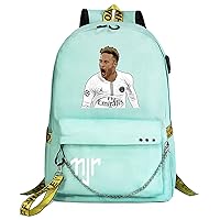 Unisex Teens PSG Graphic Laptop Knapsack-Neymar JR Large Casual Daypack Travel Bagpack with USB Charging Port