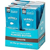 Barney Butter Almond Butter Snack Packs, Smooth, 0.6 Ounce (Pack of 24), Skin-Free Almonds, Non-GMO, Gluten Free, Keto, Paleo, Vegan