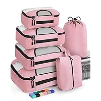 6 Set Packing Cubes for Suitcases, Travel Organizer Bags in 4 Sizes for Carry on Luggage and Essentials (Extra Large, Large, Medium, Small)