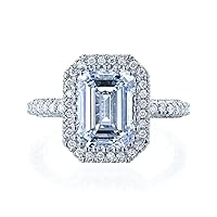 Kobelli 4.52ct.tw Lab Grown Blue Diamond Emerald Cut Engagement Ring 14k White Gold (IGI)