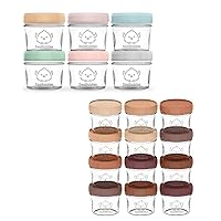 KeaBabies 6-Pack and 12-Pack Glass Baby Food Containers - 4 oz Leak-Proof, Microwavable, Glass Baby Food Jars - Baby Food Storage Containers - Baby Bullet Jars with Lids, Freezer Safe