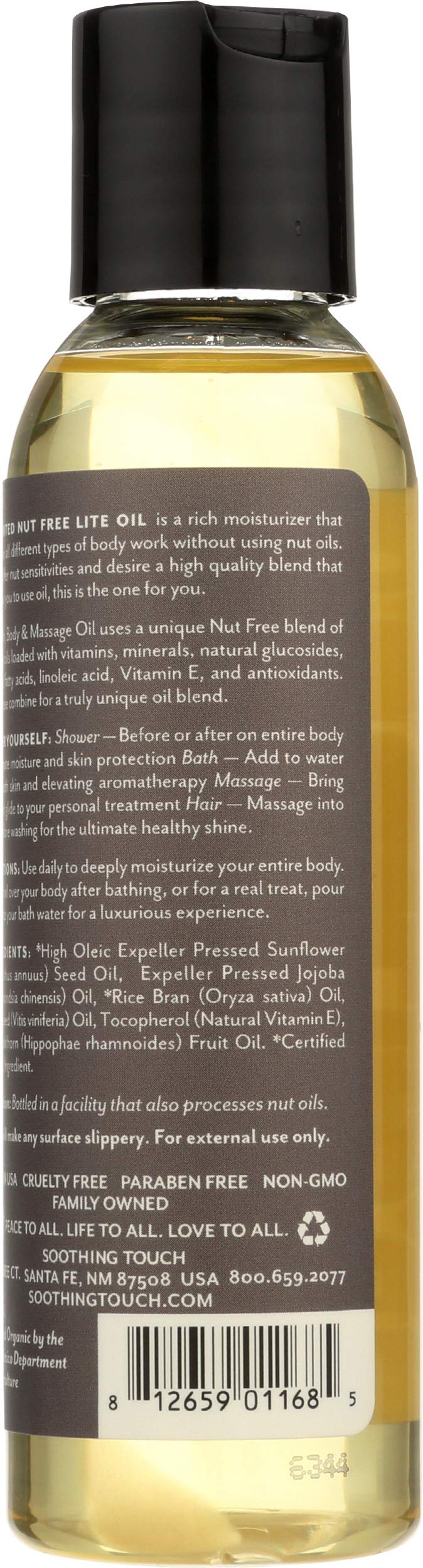 Soothing Touch Nut Free Lite Organic Bath Body & Massage Oil, Unscented, 4 Ounce