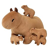 SQEQE Capybara Mommy Plush with 4 Cute Babies Capybara Stuffed Animals, Super Soft Capybara Plushie Stuffed Cotton Plushies Animal Toy Gift for Boys and Girls