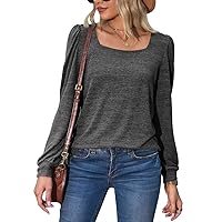 Women's Pullover Square-Neck Sweatshirt Long Sleeve Plain Fashion Casual Tops