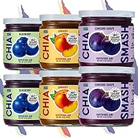 Fresh New Flavors Variety 6 Pack Superfood Jams | 2x Concord Grape, 2x Apricot, 2x Blueberry | Subtly Sweet Keto Jam Made with Real Simple Ingredients