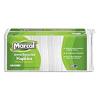 Lunch Napkins, 100% Recycled Disposable Paper Napkins - Single-Ply, Pack of 400 In a Convenient Draw & Store Resealable Bag 06506