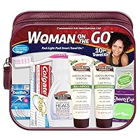 Women's Multicultural 10 PC Grooming/Hygiene Travel Kit Featuring: Palmer's Travel-Size Hair & Body Products, Beige, (23AZ)