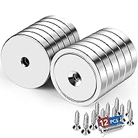 LOVIMAG Strong Magnets,150lb+ Waterproof Strong Neodymium Cup Magnets with Screws for Wall Mounting, Heavy Duty Rare Earth Magnets with Holes for Holding Tools Lifting, Hanging(Silver, 12 Pack)