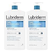 Daily Moisture Lotion + Pro-Ceramide with Shea Butter & Glycerin Helps Moisturize Dry Skin, Hydrating Face, Hand & Body Lotion, Light Scent, Non-Greasy, Twin Pack, 2 x 24 fl. oz