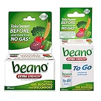 Beano Food Enzyme Dietary Supplement, 30 Tablets and To Go Pocket Pack of 12 Tablets