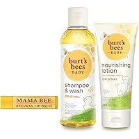 Burt’s Bees Baby & Mom Gift Set – Joyful Moments with 3 Gentle Skin and Hair Care Products: Baby Shampoo and Wash, Baby Lotion, and Mom’s Bees Beeswax Natural Lip Balm