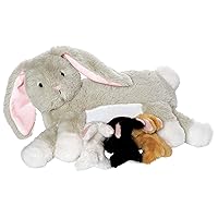 Manhattan Toy Nursing Nola Nurturing Rabbit Stuffed Animal with Plush Baby Bunnies