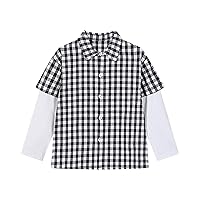 4t Plain Shirts Boys and Girls Loose Casual Long Sleeve T Shirt Top Dry Shirt (Black, 6-7 Years)