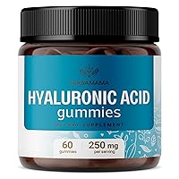 HERBAMAMA Hyaluronic Acid Gummies for Hair, Nails, Joints - Hyaluronic Acid Supplements w/Vitamin C for Skin Hydration, Reduced Wrinkles & Pigmentation - Skin Vitamins for Women & Men - 60 Chews