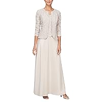 Alex Evenings Women's Two Piece Dress with Lace Jacket (Petite and Regular Sizes)