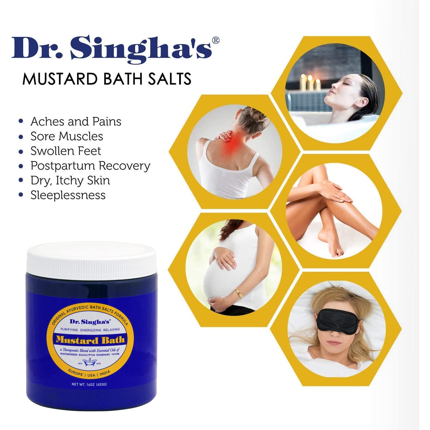 Dr. Singha's Mustard Bath, Therapeutic Bath Salts (16 Ounce)